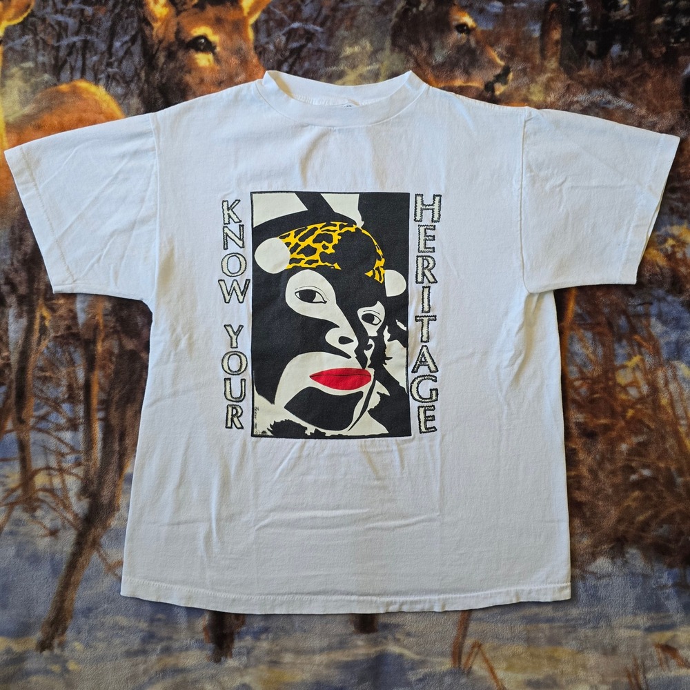 Vintage Know Your Heritage Pan-African Black Culture Single Stitch Art Tee Large